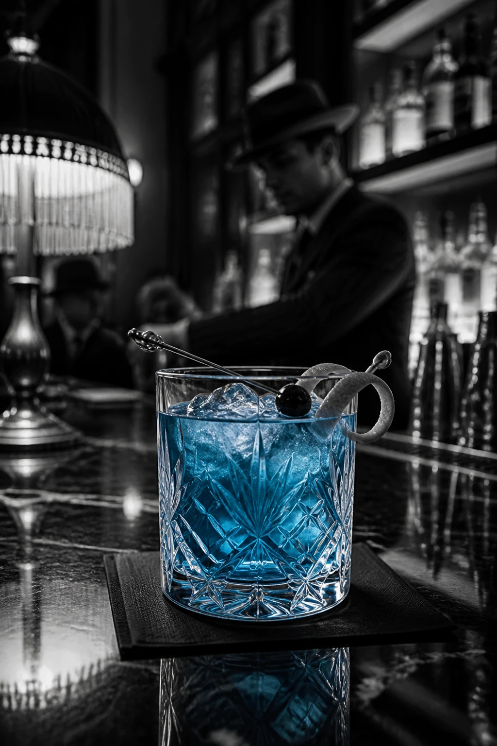 Evidence photograph of the BLUE EYES cocktail